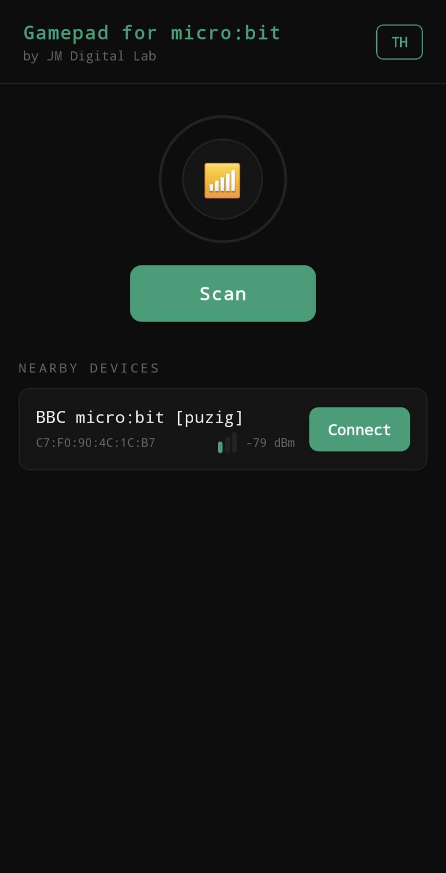 หน้าจอสแกนหา micro:bit